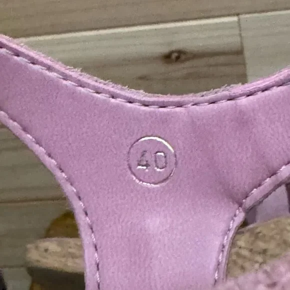 Sundance Size 40 (9) Pink Leather Suede Cork Wedge Platform Sandal Shoes - Picture 3 of 7